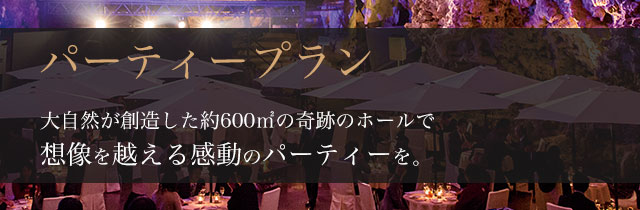 CAVE PARTY 大自然が創造した約600㎡の奇跡のホールで想像を越える感動のパーティーを。